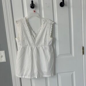 GAP White Eyelet Detail Top